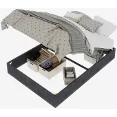 Merax Gestoffeerd Bedframe 140x200 Modern Design Fluwelen Stof Metalen Frame Opbergfunctie Grijs
