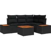 vidaXL Tuinbank Set 4 st 4-Aantal zitplaatsen Zwart Polyrattan