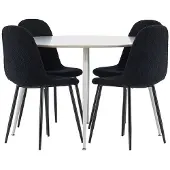 Ebuy24 Plaza eethoek tafel Ø120cm en 4 teddy stoelen beige.
