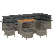 vidaXL Tuinbank Set 9 st 8-Aantal zitplaatsen Grijs