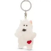Nici sleutelhanger hond wit met hart 5cm