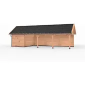 Westwood Douglas overkapping zadeldak, 1200 x 400, met schuur en achterwand, Ruiter Premium