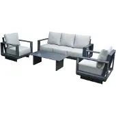 AVH-Collectie Avellino stoel bank loungeset 4 delig antraciet aluminium soft grey