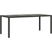 vidaXL Tuintafel met glazen blad 190x90x75 cm poly rattan zwart