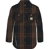 Carhartt Blouse Women Tencel Fiber Series Loose Twill Plaid Shirt Black-XS