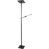 FABAS LUCE Ideal - Zwarte metalen vloerlamp met LED, hoogte 180 cm, - 2 lampen met 40W en 8W, met geïntegreerde LED, 3000K