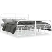 vidaXL Bedframe met hoofdeinde en voeteneinde, metaal, wit, 183x213 cm