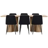 Ebuy24 Olivia eethoek tafel 100x210cm en 6 stoelen naturel, zwart.