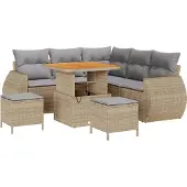 vidaXL Tuinbank Set 8 st 7-Aantal zitplaatsen Beige en Lichtgrijs
