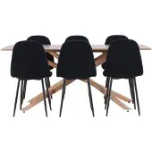 Ebuy24 Piazza eethoek tafel 90x180cm en 6 stoelen mocca, zwart.