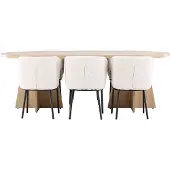 Ebuy24 Bootcut eethoek tafel 115x230cm en 6 bouclé stoelen naturel.