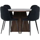 Ebuy24 Bootcut eethoek tafel Ø110cm en 4 teddy stoelen mocca.