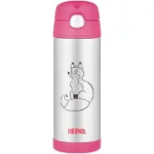 Thermos Kinderfles met Rietje - 470 ml - Roze RVS