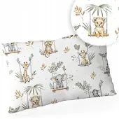 ANKRAS Katoenen Kussensloop 40x60 cm met Rits - Groene Dieren op Schommels