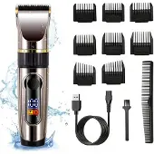 Hatteker Tondeuse – Haartrimmer en Baardtrimmer – Keramische Messen – LED Display – Zwart