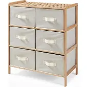 En.casa Ladekast Maldon met stoffen lades 79x66x35 cm naturel en beige []