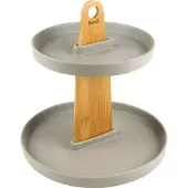 Husla Serie - Tweelaagse Patera - Keramiek en Bamboe - Warmgrijs