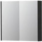 Ink SPK2 Spiegelkast 2 Deuren - 80x74cm - Mat Zwart - Spiegels, Spiegelkasten - 8718835052393