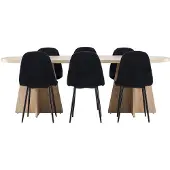 Ebuy24 Bootcut eethoek tafel 115x230cm en 6 teddy stoelen naturel.