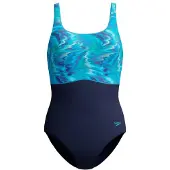 Speedo - Women's Print Contour Eclipse One Piece - Badpak 36, blauw