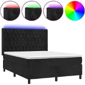 vidaXL Boxspring met matras en LED fluweel zwart 140x200 cm
