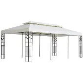 Syfax Prieel met dubbel dak 6x3 m wit