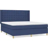 vidaXL Boxspring met matras stof blauw 160x200 cm