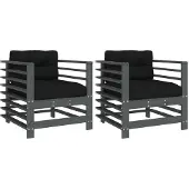 vidaXL - Tuinstoelen - 2 - st - met - kussens - massief - grenenhout - grijs