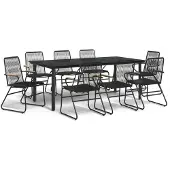 vidaXL 9-delige Tuinset PVC-rattan zwart