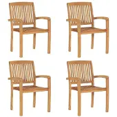 Syfax Tuinstoelen stapelbaar 4 st massief teakhout