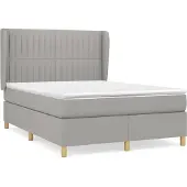 vidaXL Boxspring met matras stof lichtgrijs 140x190 cm