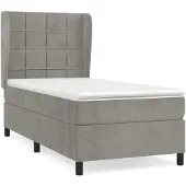 vidaXL Boxspring met matras fluweel lichtgrijs 80x200 cm