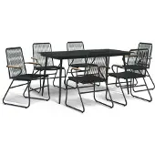 vidaXL 7-delige Tuinset PVC-rattan zwart