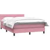 vidaXL Boxspring met matras fluweel roze 160x220 cm