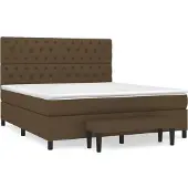 vidaXL Boxspring met matras stof donkerbruin 160x200 cm