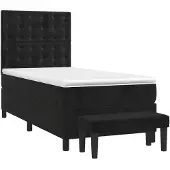 vidaXL Boxspring met matras fluweel zwart 90x200 cm