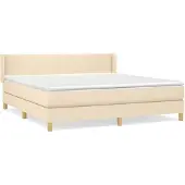vidaXL Boxspring met matras stof crèmekleurig 160x200 cm