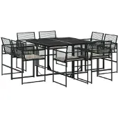 vidaXL 9-delige Tuinset poly rattan zwart