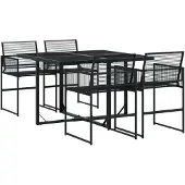 vidaXL 5-delige tuinset, zwart, van polyrotan