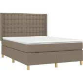 vidaXL Boxspring met matras stof taupe 140x200 cm