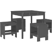 vidaXL 5-delige Tuinset massief grenenhout grijs