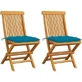 Syfax Inklapbare stoelen 2 st met lichtblauwe kussens