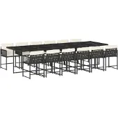 vidaXL 13-delige Tuinset met kussens poly rattan zwart
