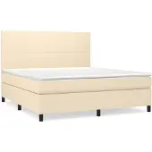 vidaXL Boxspring met matras stof crèmekleurig 160x200 cm