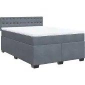 vidaXL Boxspring met matras fluweel donkergrijs 140x200 cm