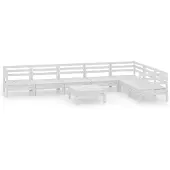 vidaXL 8-delige Loungeset massief grenenhout wit
