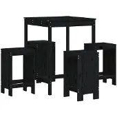 vidaXL 5-delige Barset massief grenenhout zwart