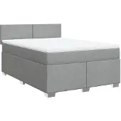 vidaXL Boxspring met matras stof lichtgrijs 140x190 cm