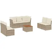 vidaXL 8-delige Loungeset met kussens poly rattan beige