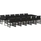 vidaXL 13-delige Tuinset met kussens poly rattan zwart
